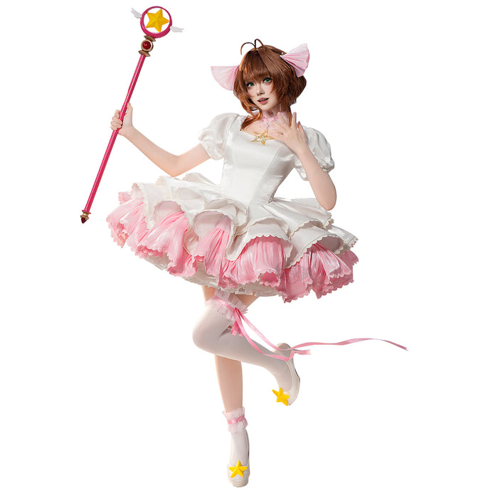 【Partially Ready For Ship】【2.0 Upgrade Ver】DokiDoki-SR Anime Card Captor Sakura Cosplay Kinomoto Sakura Costume Pink White Dress Cardcaptor Sakura