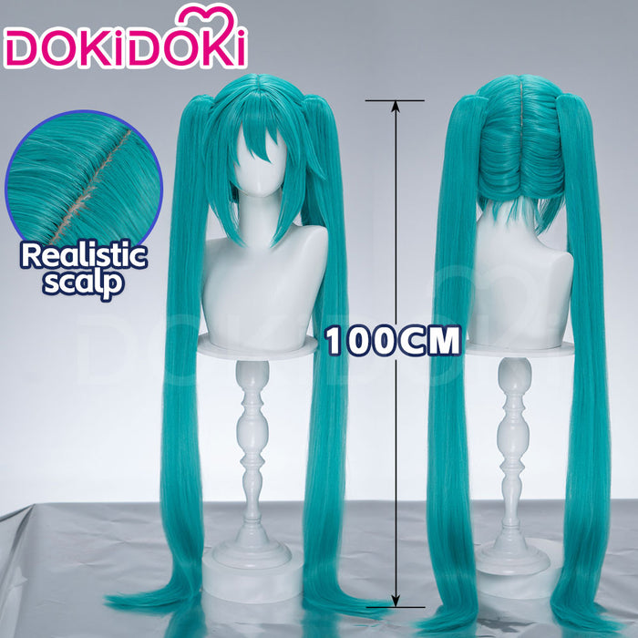 【Partially Ready For Ship】【Holographic Shimmer Fiber】【Pre Crimped】【100 CM】DokiDoki Cosplay Wig Long Straight Green Blue Hair Twin Tails