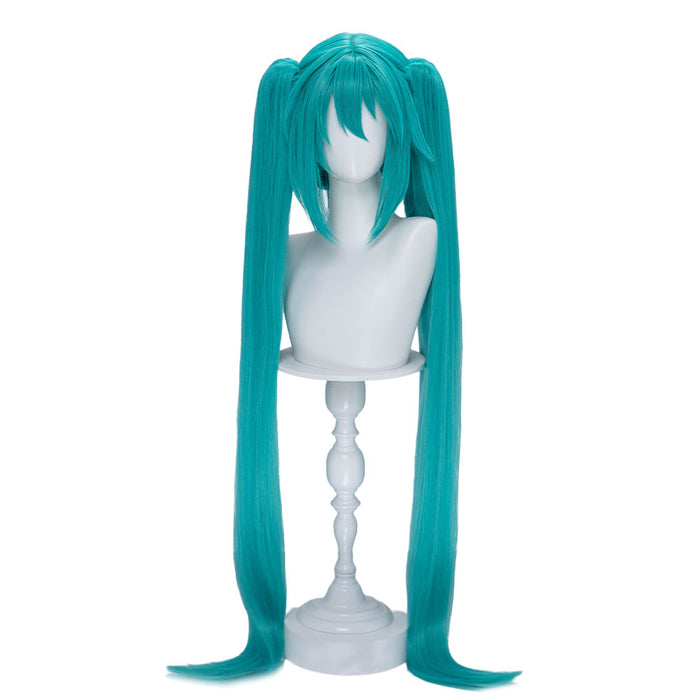 【Partially Ready For Ship】【Holographic Shimmer Fiber】【Pre Crimped】【100 CM】DokiDoki Cosplay Wig Long Straight Green Blue Hair Twin Tails