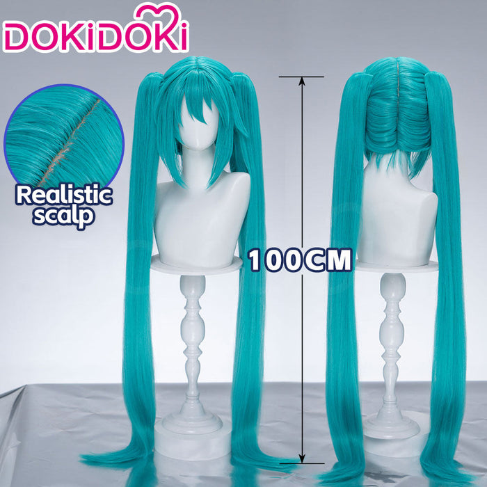 【Partially Ready For Ship】【Holographic Shimmer Fiber】【Pre Crimped】【100 CM】DokiDoki Cosplay Wig Long Straight Green Blue Hair Twin Tails