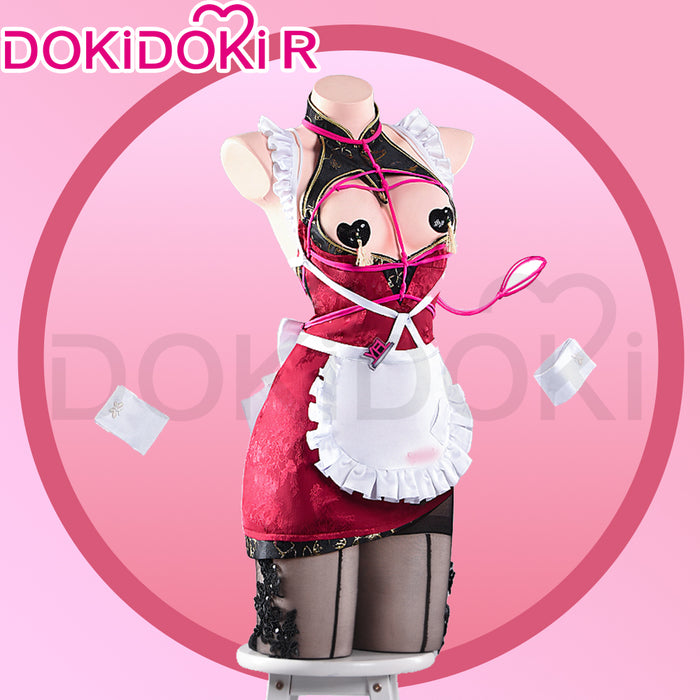 【Partially Ready For Ship】【Size S-2XL】DokiDoki-R Game Cosplay Costume Pink Cheongsam Maid Outfit Qipao Sexy