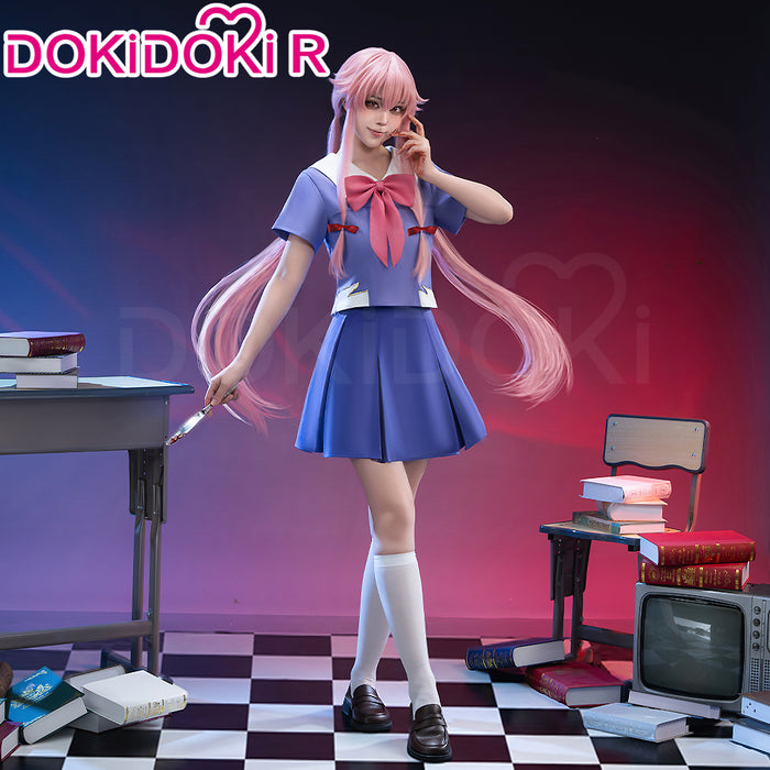 【Partially Ready For Ship】【Size S-XL】DokiDoki-R Anime The Future Diary Cosplay Gasai Yuno Costume Uniform Halloween