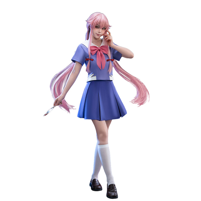 【Partially Ready For Ship】【Size S-XL】DokiDoki-R Anime The Future Diary Cosplay Gasai Yuno Costume Uniform Halloween
