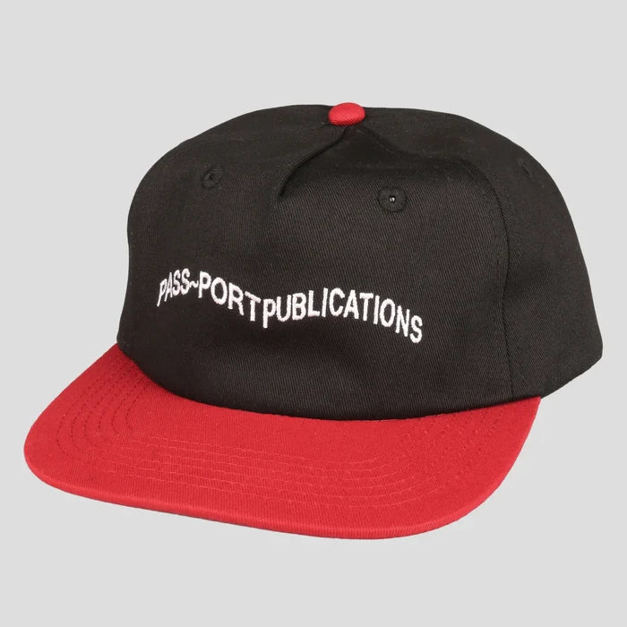 PASSPORT - PUBLISH 5 PANEL CAP - BLACK/RED