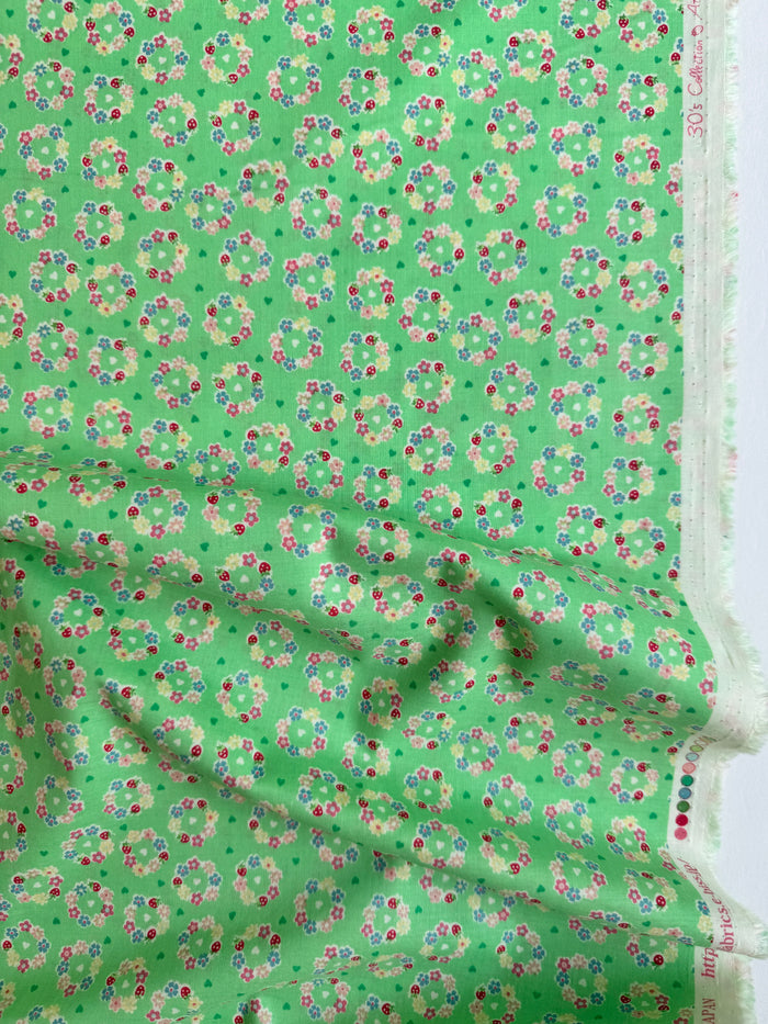 Petit Flower Wreath - Green (E) - Atsuko Matsuyama - 30's Collection - Yuwa