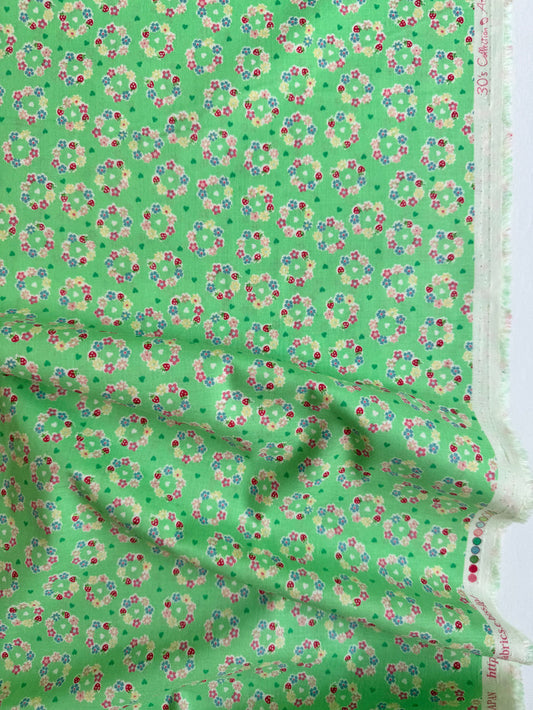 Petit Flower Wreath - Green (E) - Atsuko Matsuyama - 30's Collection - Yuwa