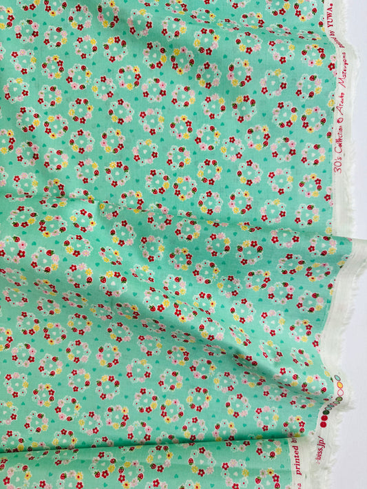 Petit Flower Wreath - Mint (B) - Atsuko Matsuyama - 30's Collection - Yuwa