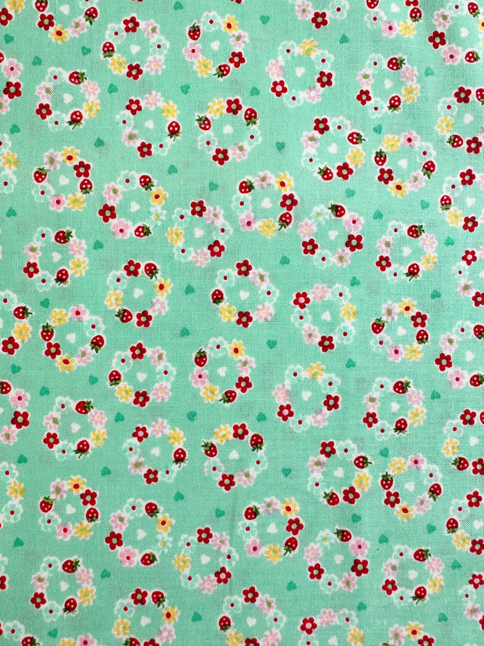 Petit Flower Wreath - Mint (B) - Atsuko Matsuyama - 30's Collection - Yuwa