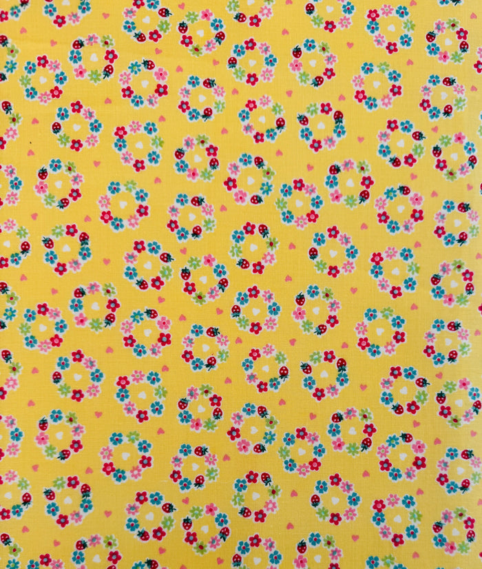 Petit Flower Wreath - Yellow (D) - Atsuko Matsuyama - 30's Collection - Yuwa