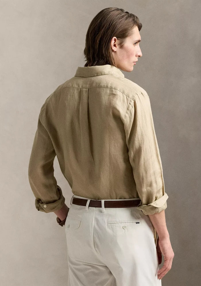 Piece Dyed Linen Shirt - Cafe Tan