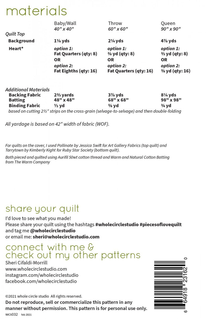 Pieces of Love Quilt Pattern - Whole Circle Studio