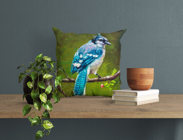 Pillow Cases, Blue Jay Bird Pillow, Soft Pillow Cases, Bright Yellow Pillow, Cute Pillow Cases, Large Pillow Cases, Home Decor Pillow