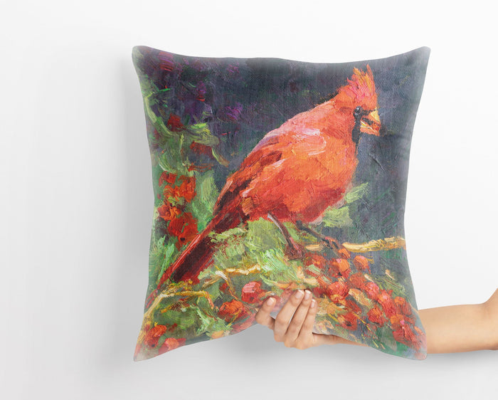 Pillow Cases, Northern Cardinal Male Red Bird Pillow, Comfortable, Bright Yellow Pillow, Fun Throw Pillows, 16X16 Case, Playroom Decor