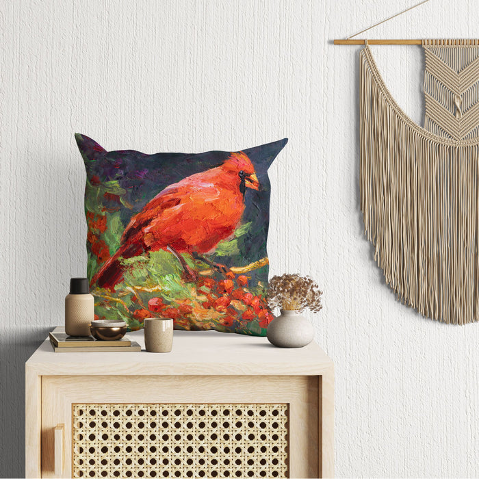 Pillow Cases, Northern Cardinal Male Red Bird Pillow, Comfortable, Bright Yellow Pillow, Fun Throw Pillows, 16X16 Case, Playroom Decor