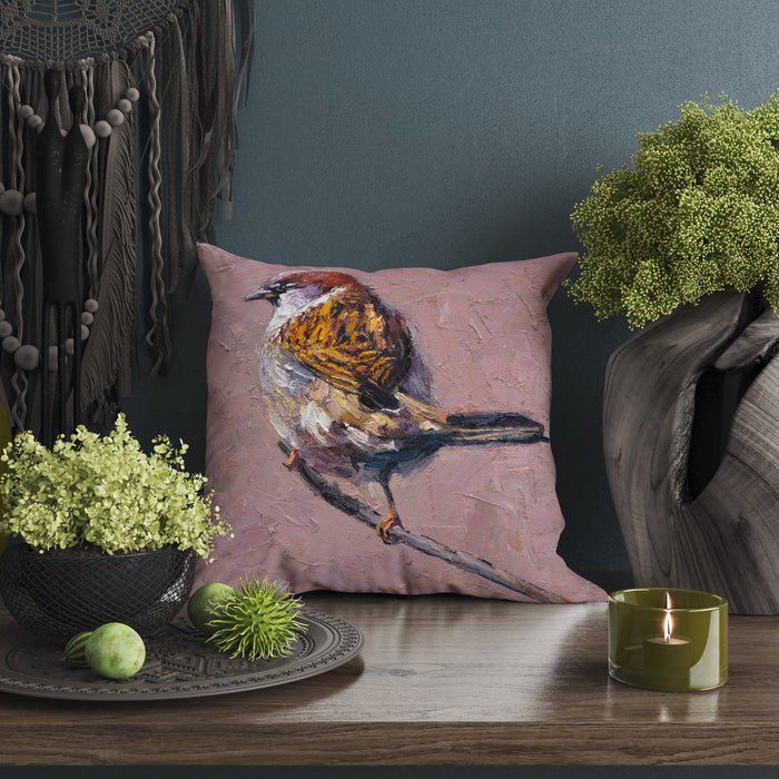 Pillow Cases, Sparrow Bird Pillow, Comfortable, Bright Yellow Pillow, Cute Pillow Cases, Square, Housewarming Gift