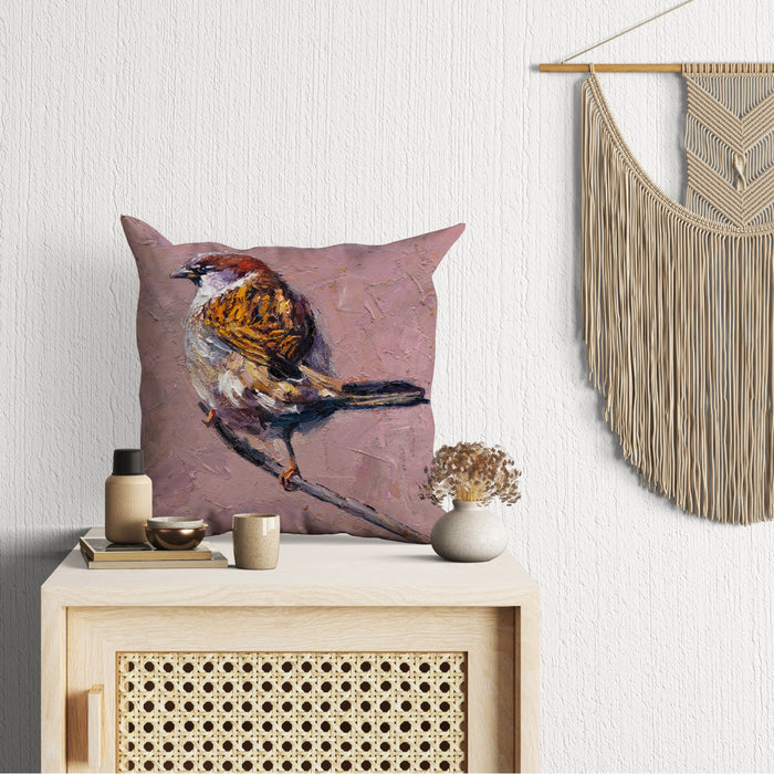Pillow Cases, Sparrow Bird Pillow, Comfortable, Bright Yellow Pillow, Cute Pillow Cases, Square, Housewarming Gift