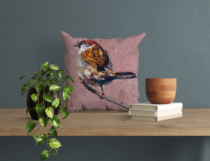Pillow Cases, Sparrow Bird Pillow, Comfortable, Bright Yellow Pillow, Cute Pillow Cases, Square, Housewarming Gift