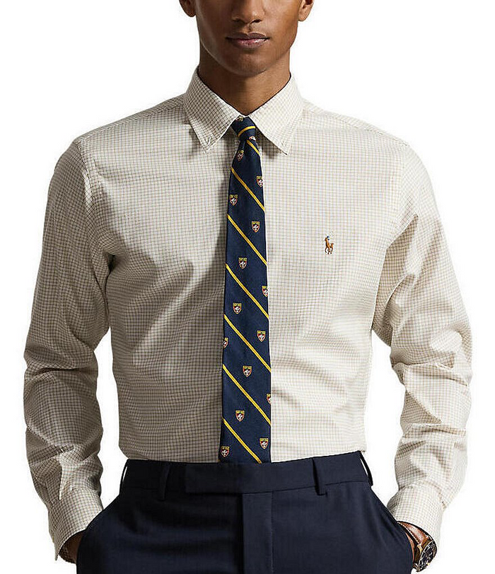 Plaid Performance Oxford - White Coastal Beige