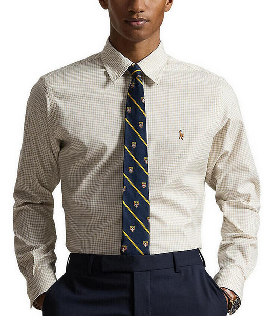 Plaid Performance Oxford - White Coastal Beige