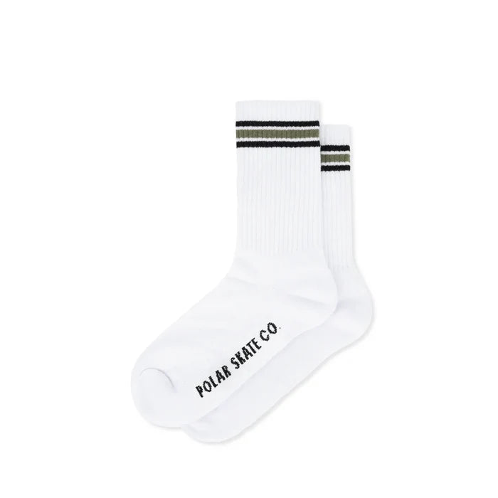 POLAR - RIB SOCKS STRIPE WHITE/BLACK/SAGE