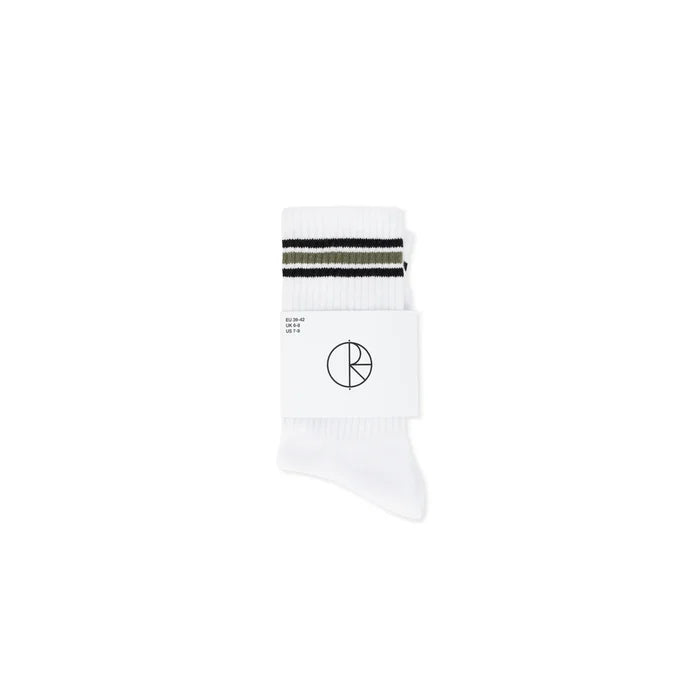 POLAR - RIB SOCKS STRIPE WHITE/BLACK/SAGE