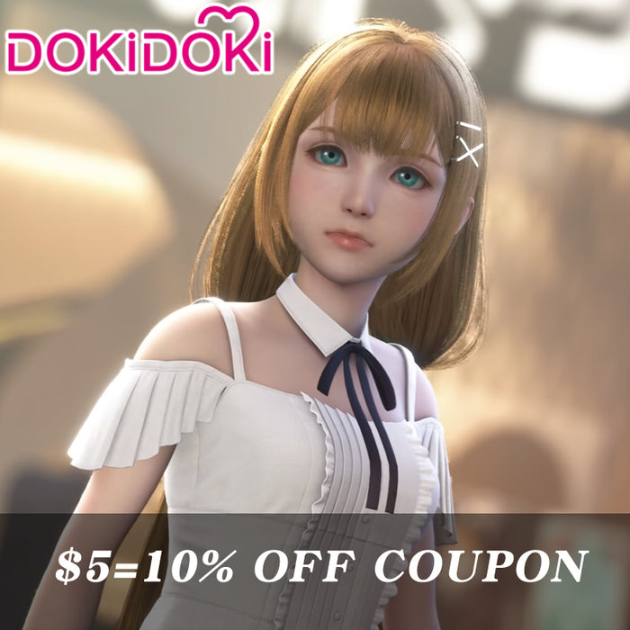 【POLL】$5 Deposit =10% OFF Coupon DokiDoki Game Cosplay White Dress Black Bow Ribbon Costume