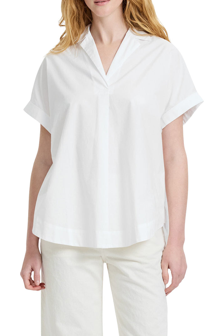 Poplin Collar Popover Top - Summer White