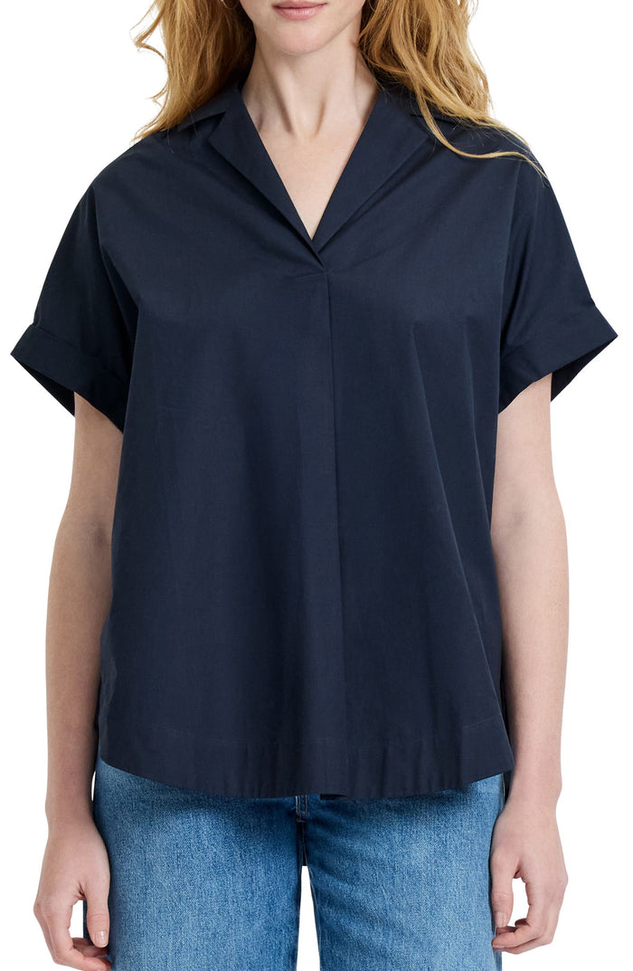 Poplin Collar Popver Top - Marine