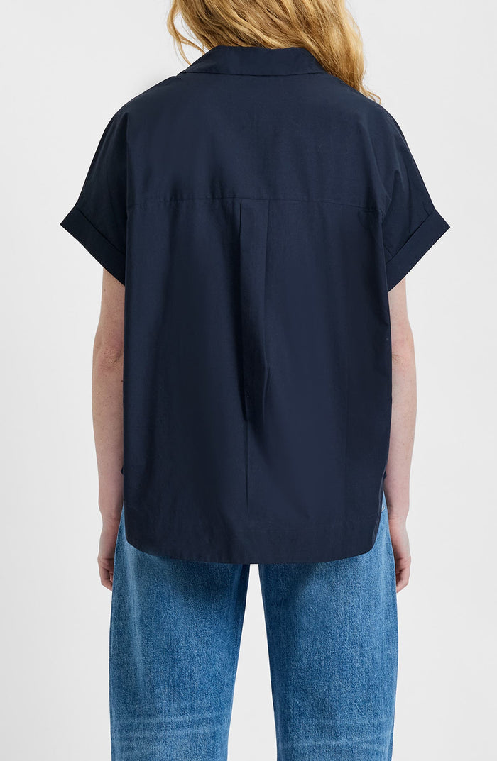 Poplin Collar Popver Top - Marine
