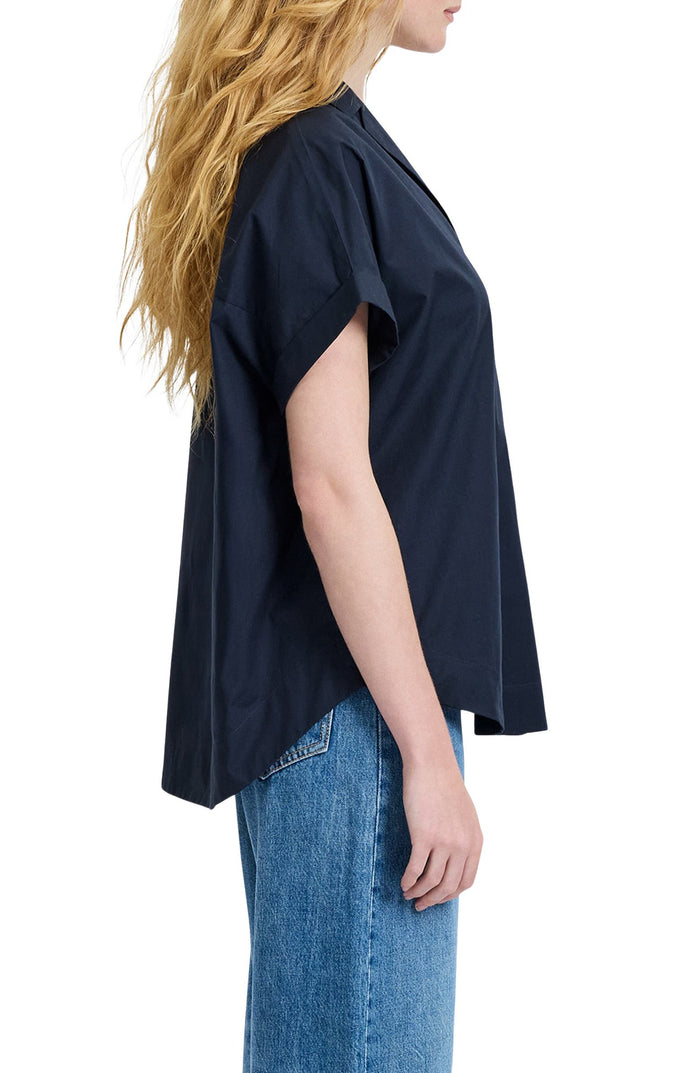 Poplin Collar Popver Top - Marine