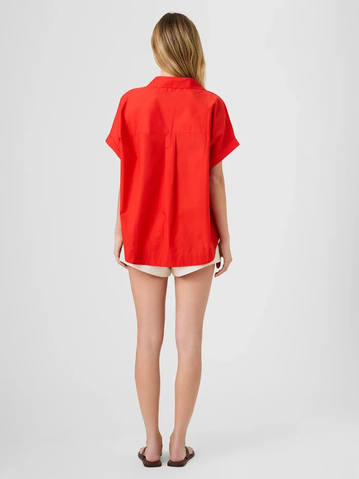 Poplin Collar SS Pullover-Candied Apple