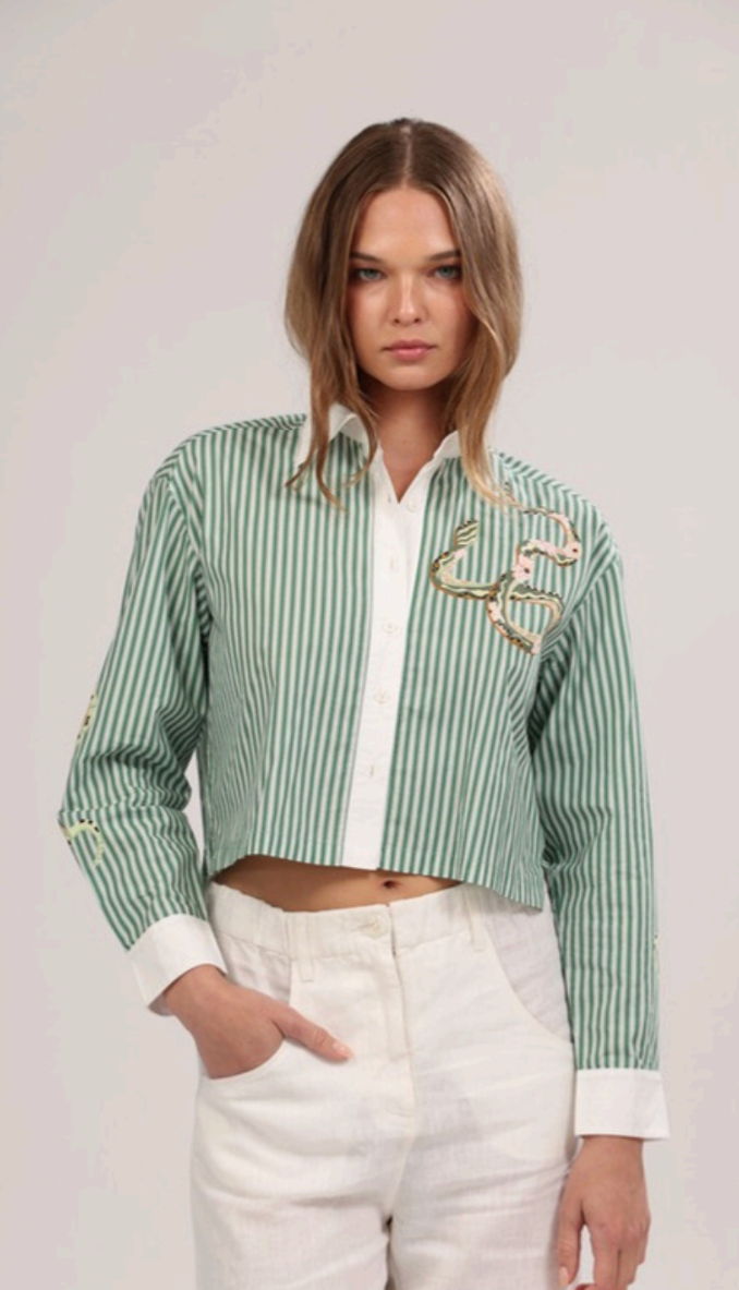 Poplin Striped Snake Top