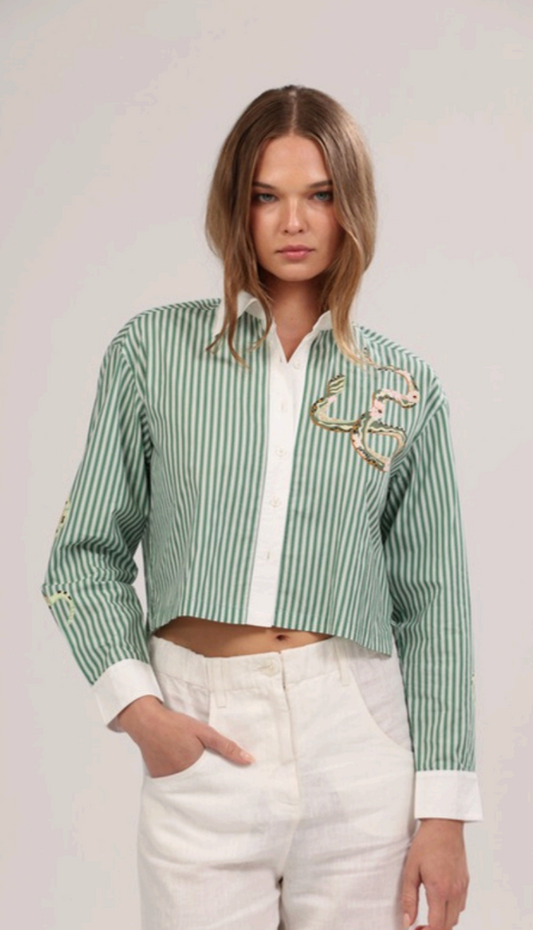 Poplin Striped Snake Top