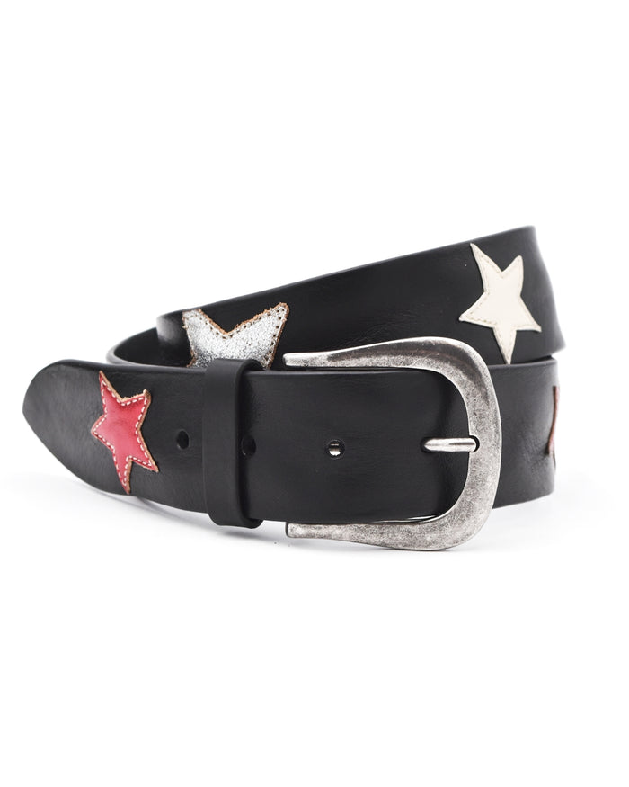 Post & Co. Black Multi-Star Patch Belt