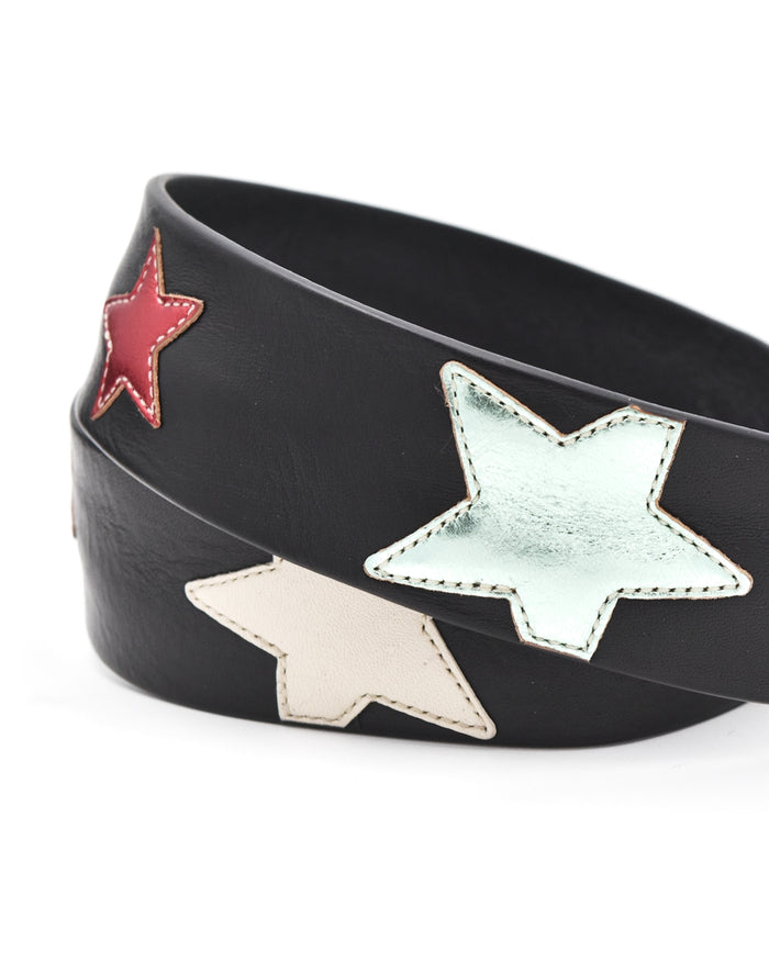 Post & Co. Black Multi-Star Patch Belt