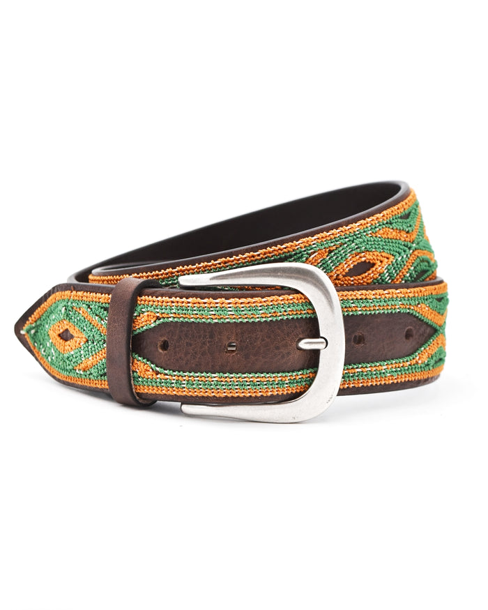 Post & Co. Dark Brown Pebbled Leather Braided Belt