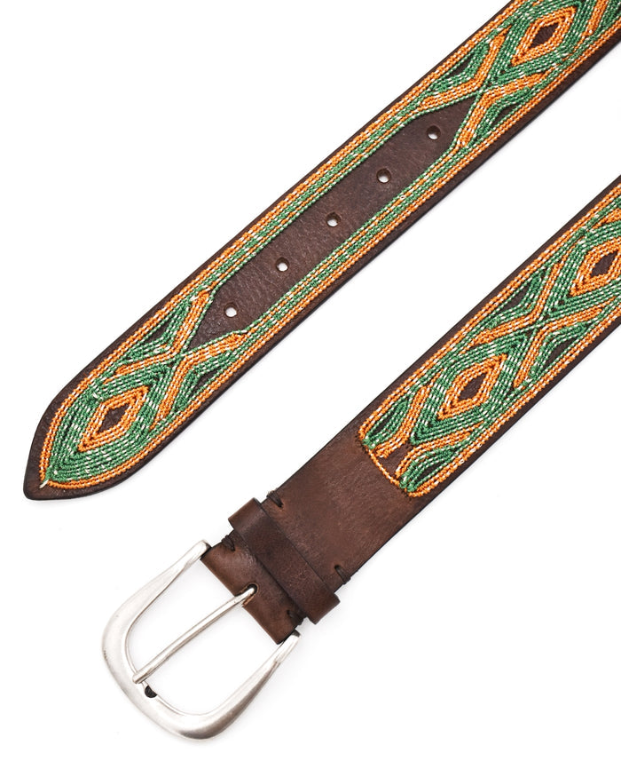 Post & Co. Dark Brown Pebbled Leather Braided Belt