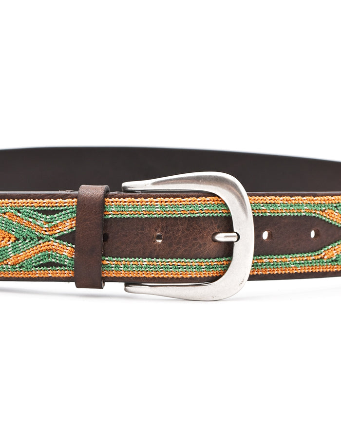 Post & Co. Dark Brown Pebbled Leather Braided Belt
