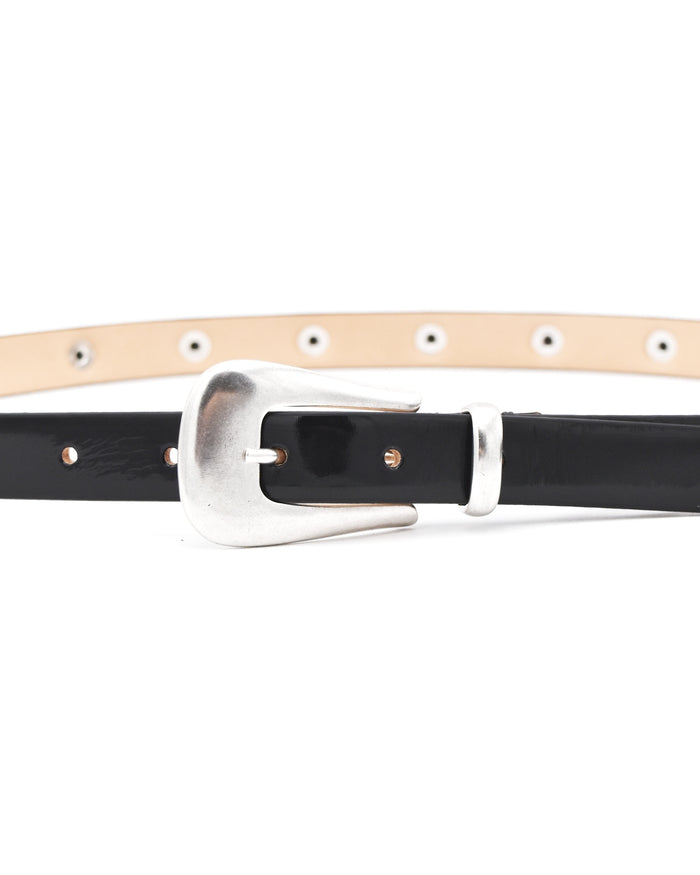 Post & Co. Thin Black Patent Studded Belt