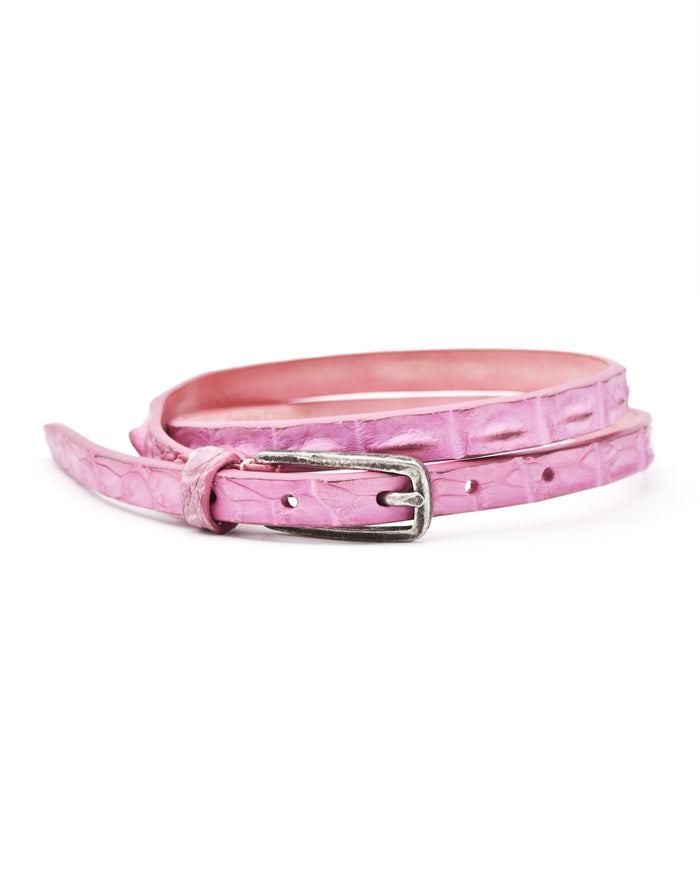 Post & Co. Thin Pink Croc Belt