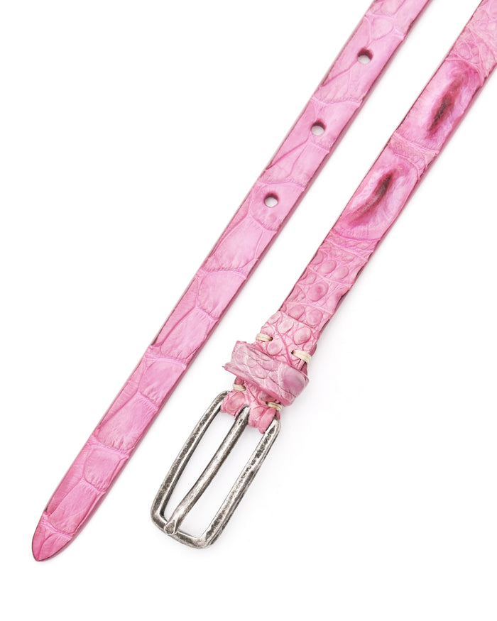 Post & Co. Thin Pink Croc Belt