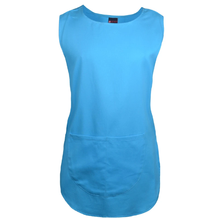 Blue premium tabard apron with a pocket on a white background