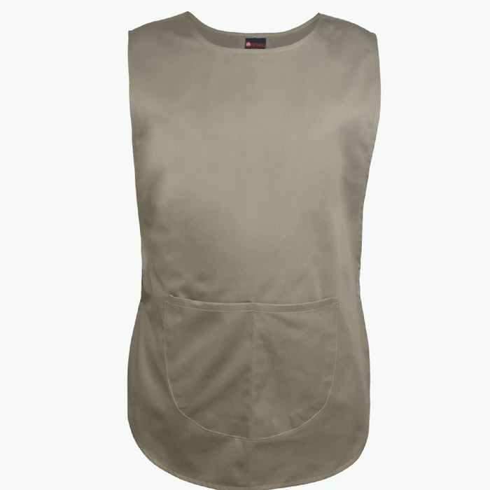 Beige tabard apron with a pocket on a white background