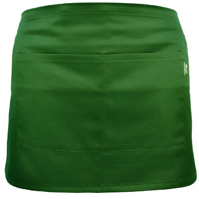 Green waist apron with pockets on a white background