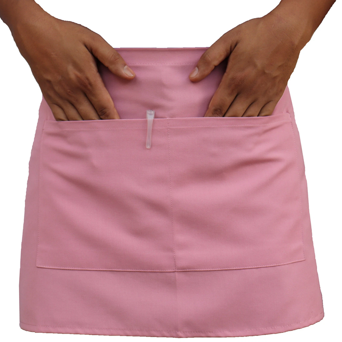 Pink waist apron with pockets on a white background