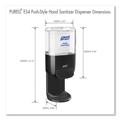 PURELL ES4 Push-Style Hand Sanitizer Dispenser, 1,200 mL, BLACK ( 5024-01 ) (sanitizer inserts are sold separately)