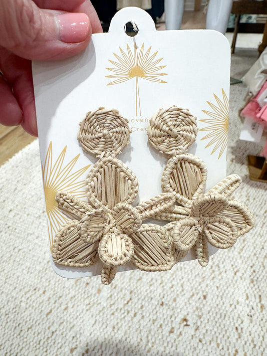 Raffia Natural Dangling Earrings