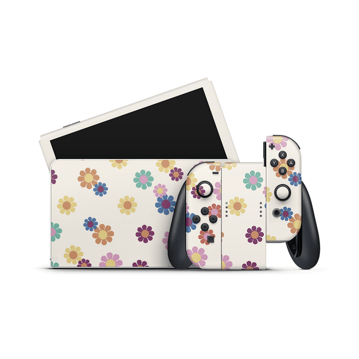 Rainbow Daisies Nintendo Switch OLED Decal Skin