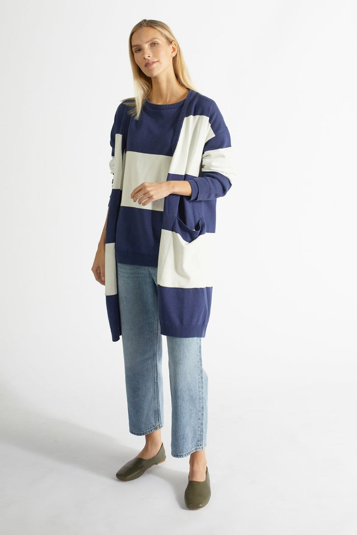 Ratia Maxi Stripe Blueberry Knit Cardigan