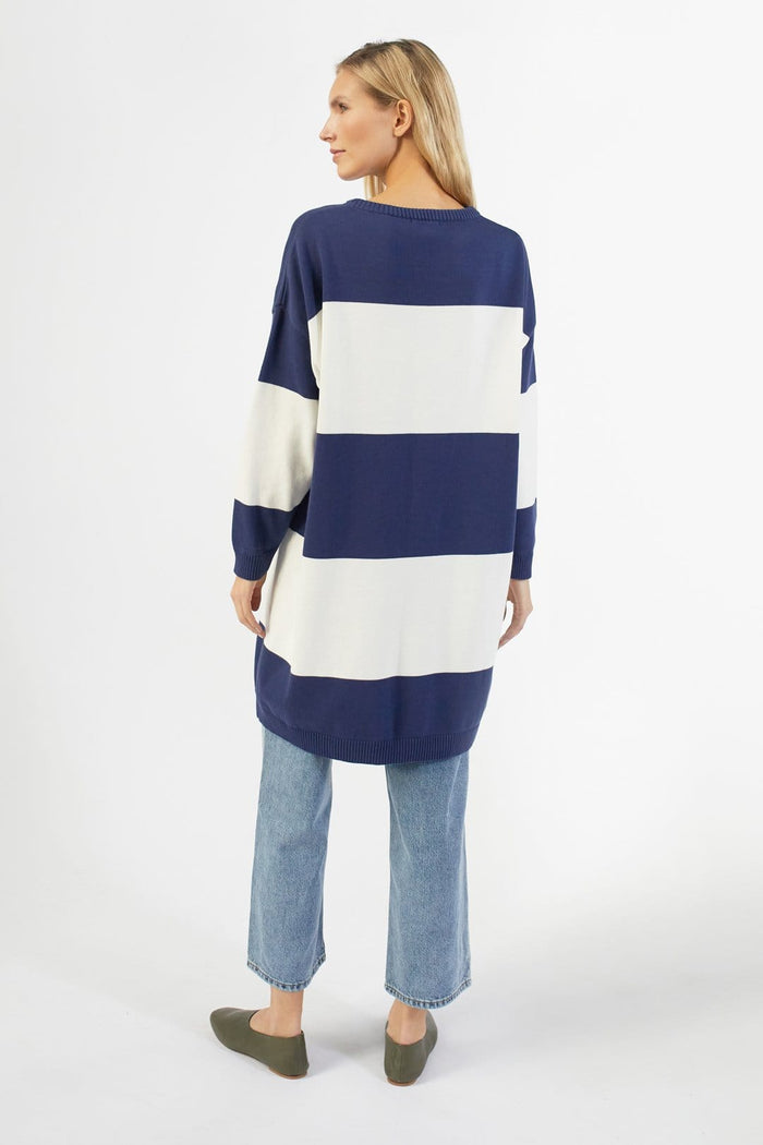 Ratia Maxi Stripe Blueberry Knit Tunic Dress